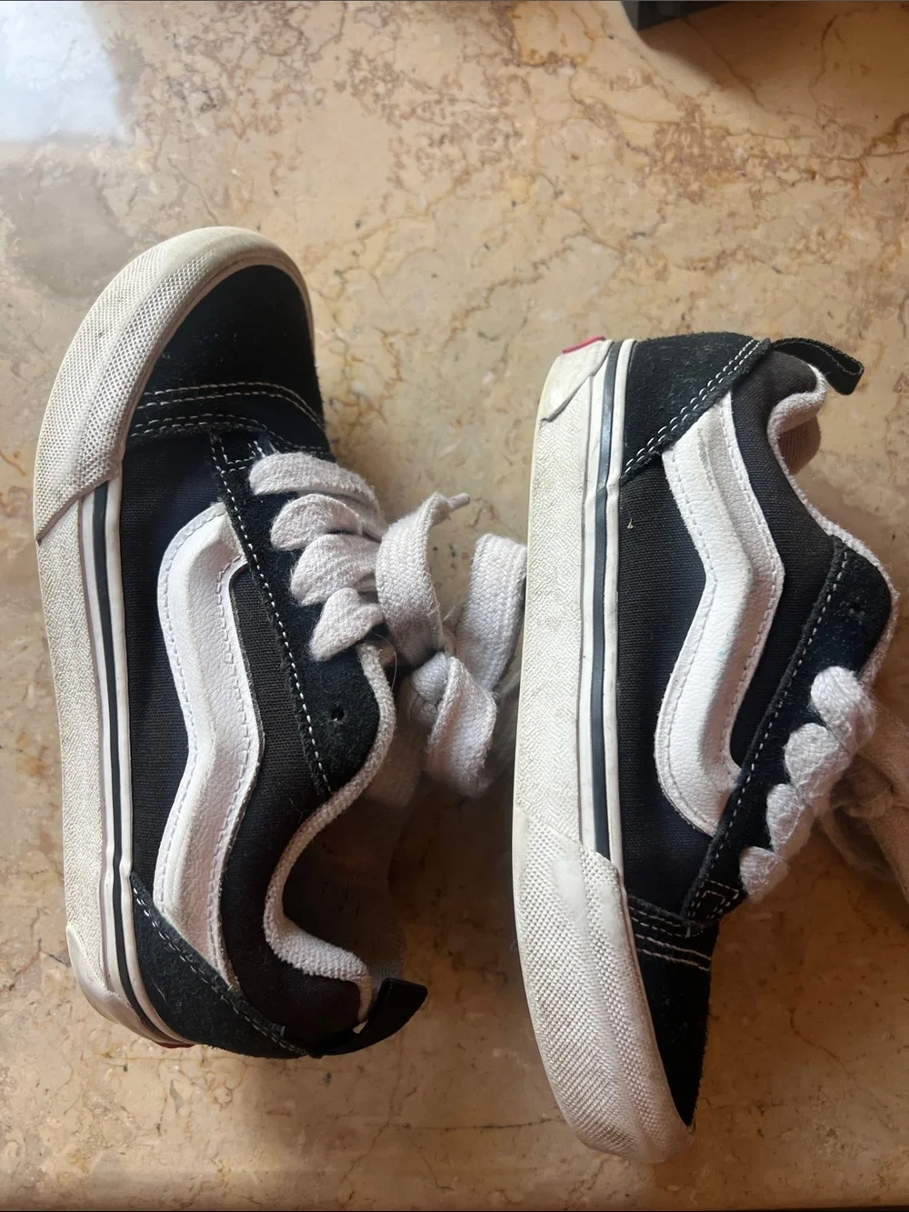 Vans Kids Black & White Low-Top Skate Sneakers